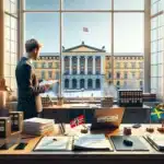 A professional compares norwegian and swedish foi documents with flags and portals