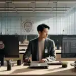 Norwegian civil servant redacting public records under gdpr in a bright office