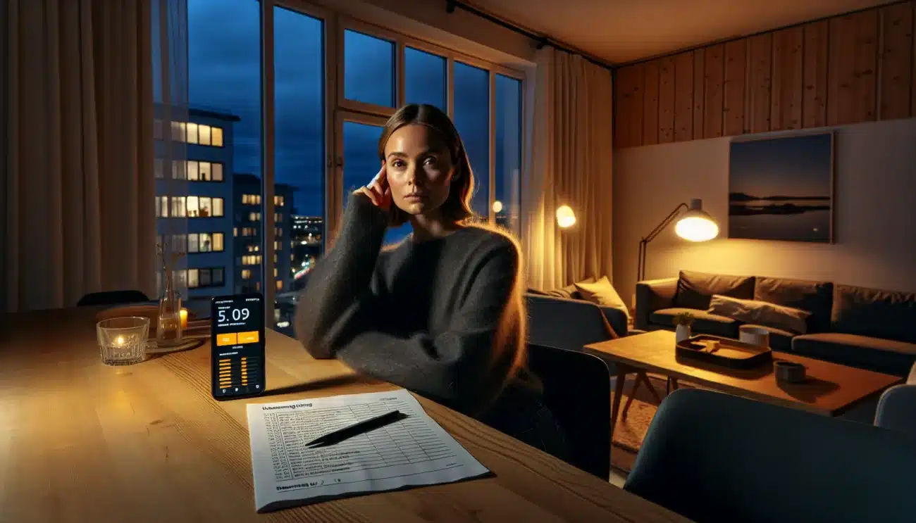 Woman in oslo flat records late night neighbor noise on a decibel app