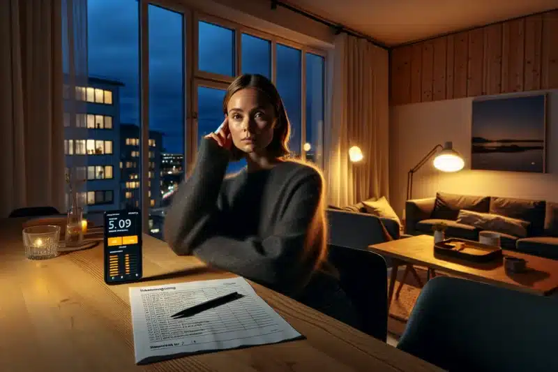 Woman in oslo flat records late night neighbor noise on a decibel app